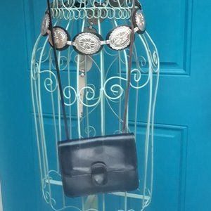 Genuine Leather Crossbody Bag Small with Extra Long Strap Black Rustic Y2K